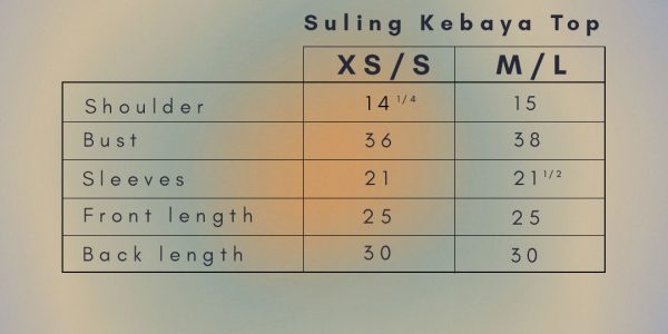Sizing Chart - Suling Kebaya Top